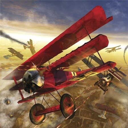 PlayThing German Triple Wing Bi-Plane The Red Baron. World War I Western Front Air Assault Poster Print44; 28 x 28 - Large